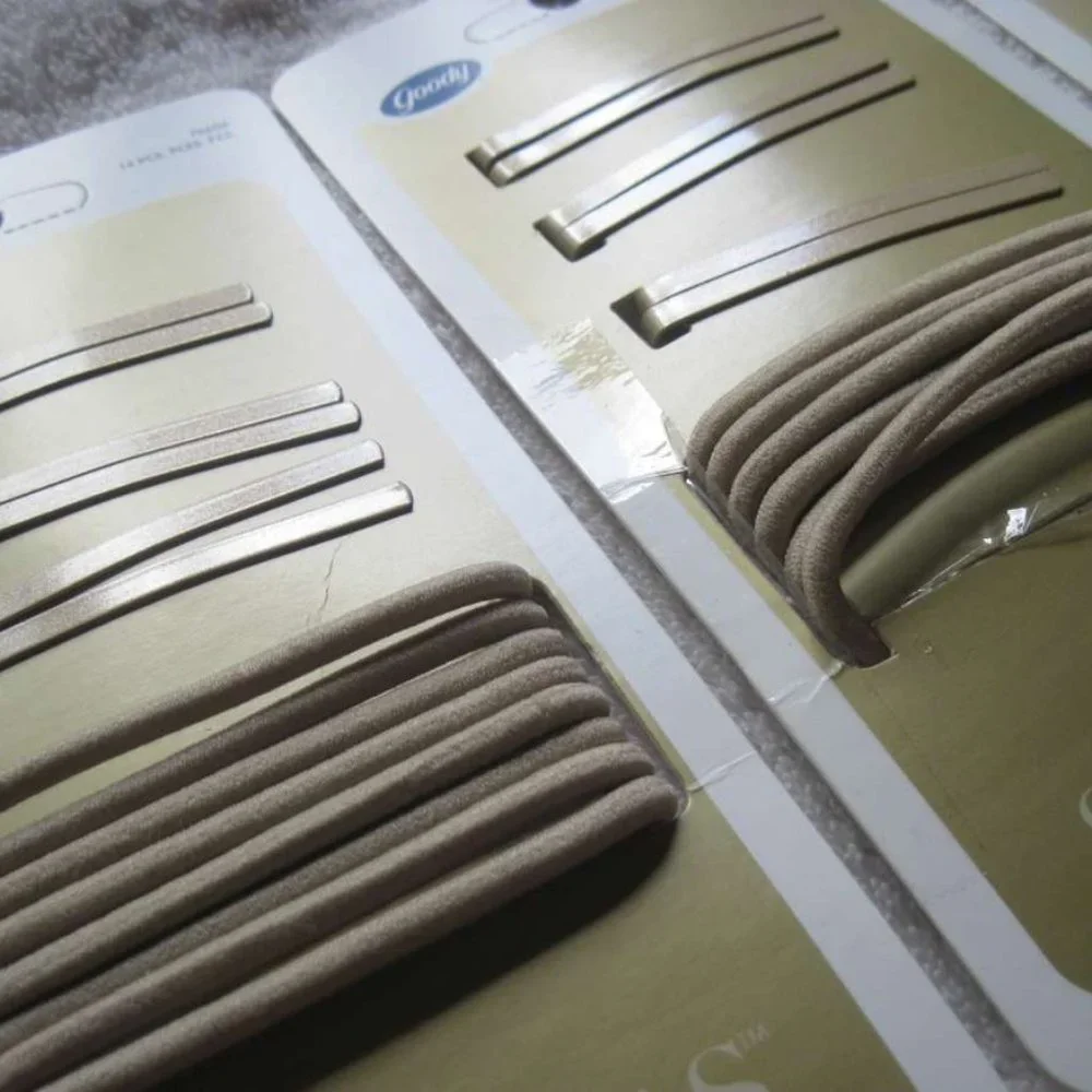 Goody Shades of Blonde Flat Metal Bobby Slide Hair Pins Bobbies Old Aged Elastic